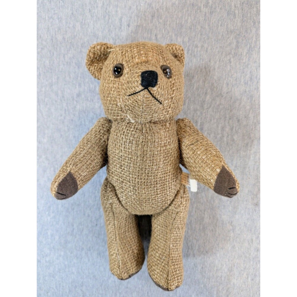 Brown Cotton Burlap Plush Teddy Bear Black Eyes Age 3+ Single Unit MPN PA-3710